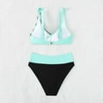 thumbnail image 4 of WREESH Womens Two Piece Swimsuit High Waisted Bikini Swimwear Bikini Strap Swimsuit European and American Striped Over Split Swimsuit Bikini Beach Bathing Suit Light Blue, 4 of 9