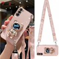 thumbnail image 2 of Crossbody Lanyard Quicksand space bear Plating Case for Samsung Galaxy S23 S22 S21 S20 Ultra FE S10 S9 S8 Plus 5G Cover, 2 of 5