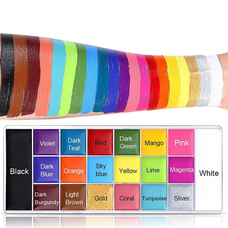 UCANBE 20 Colors Body Face Paint Palette for Adults Kids - Large Pan Black  White Non Toxic Oil Art Camouflage Halloween Cosplay SFX Makeup Painting  Kit (02)