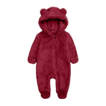 Winter Baby Clothes Warm Fleece Thick Onesie Ear Hooded Jumpsuits Newborn Boys Girls Romper Kids Coats Jackets