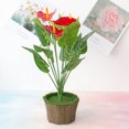 thumbnail image 2 of Kearding 12-head Anthurium Alternative Fake Flowers Office Handheld Wear-resistant Floral Emulational Decor Plant Plastic Ornament Type3, 2 of 6