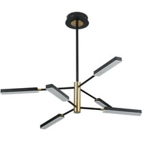 Modern LED Chandeliers 6-Lights Mid Century Acrylic Sputnik Pendant Lighting 6000K Black Flush Mount Ceiling Hanging Lamp Fixture for Kitchen Dining Room Living Room