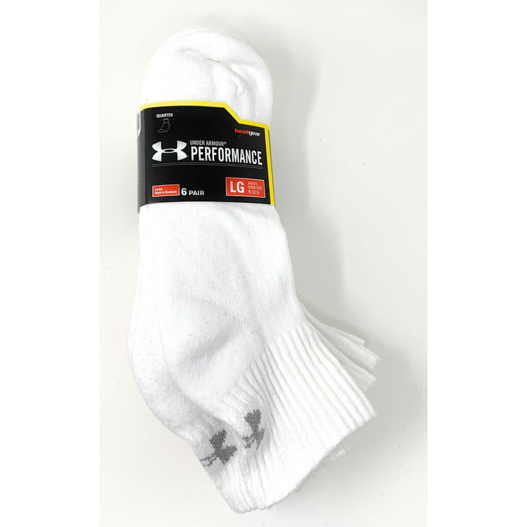 boom Deuk Ronde Under Armour Performance Heatgear Tech Quarter Socks 6 Pairs, Large, White  - Walmart.com