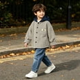 thumbnail image 6 of Toddler Boys Striped Hooded Sweatshirts Oversized Button Down Jackets Fall Cute Casual Long Sleeve Preppy Sweater with Pocket, 6 of 7