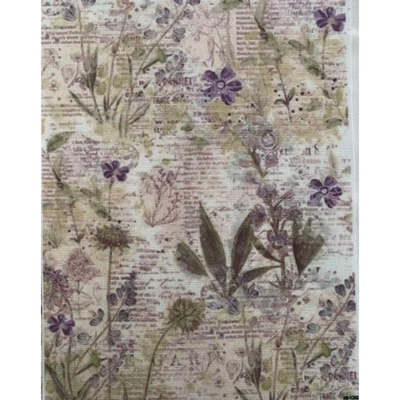 Lavender Harmony Designer Printed AIDA Fabric. Canvas for embroidery with an applied background KF-1262A