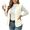 thumbnail image 3 of Feancey Womens Sleeveless Cardigans Lightweight V Neck Open Front Cardigan Vest Curved Hem Solid Color Waistcoat Dressy Casual Layering Vests for Daily Office Wear Beige L, 3 of 6