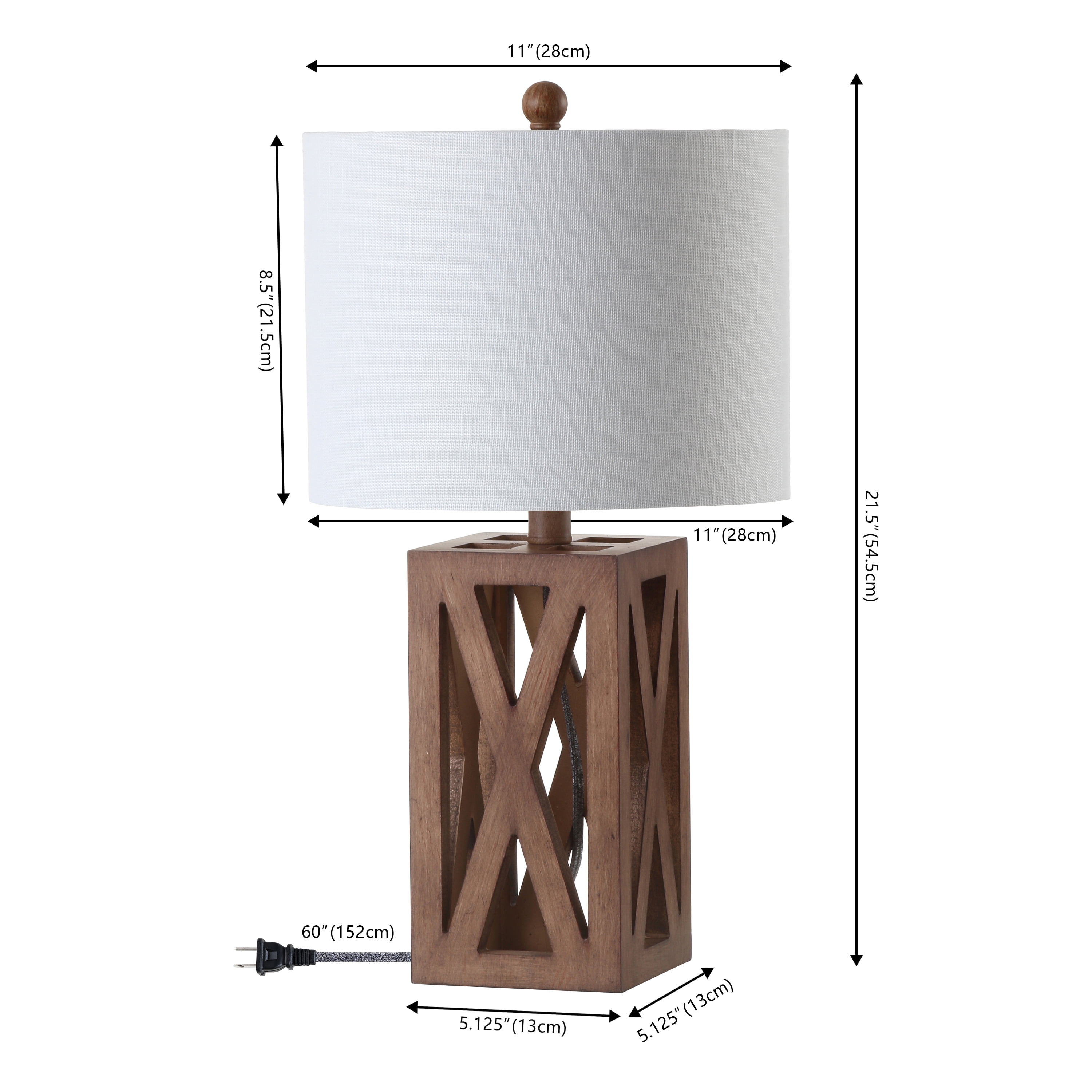 JONATHAN Y Stewart 21.5" Farmhouse Wood LED Table Lamp, Brown (Set of 2), JYL1062A-SET2