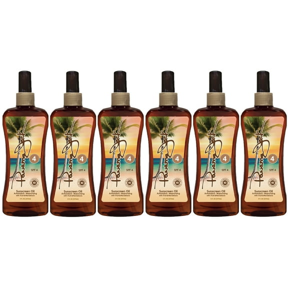 Panama Jack Sunscreen Tanning Oil - SPF 4, PABA, Paraben, Gluten & Cruelty Free, Antioxidant Formula with Exotic Oils and Fruit & Nut Extracts, 8 FL OZ (Pack of 6)