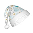 thumbnail image 2 of KLL Christmas Hats for Adults Plush Gold Stars Blue Dots Pattern Print Santa Hat Xmas Fluffy Santa Claus Hat for Women Men, 2 of 6