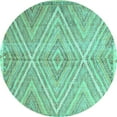 thumbnail image 1 of Ahgly Company Indoor Round Abstract Turquoise Blue Contemporary Area Rugs, 6' Round, 1 of 4