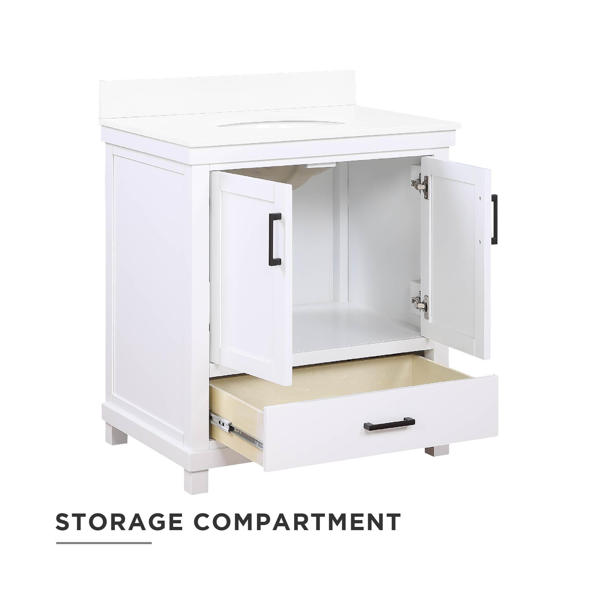 DHP Sunnybrooke 30 Inch Bathroom Vanity with Sink, White