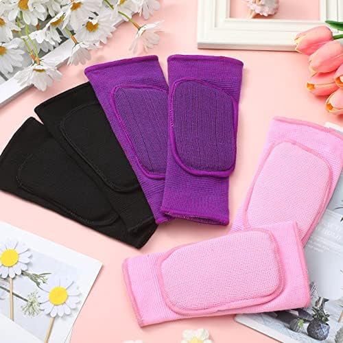 RibRave 3 Pairs Volleyball Knee Pads for Kids Soft Breathable Brace Non Slip Padded Sponge Knee Support for Girls Boys Dance, Football, Skating, Running, Youth Sports