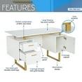 thumbnail image 3 of Techni Mobili Modern Adult Office Desk with Drawers and Storage, 51.25”W, White/Gold RTA-7002-GLD, 3 of 13