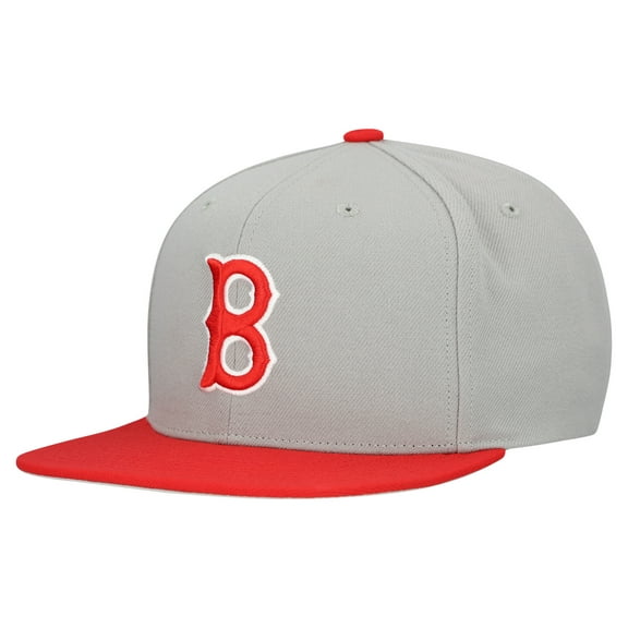 Men's Mitchell & Ness Gray Boston Red Sox Cooperstown Collection Basic Flip Snapback Hat