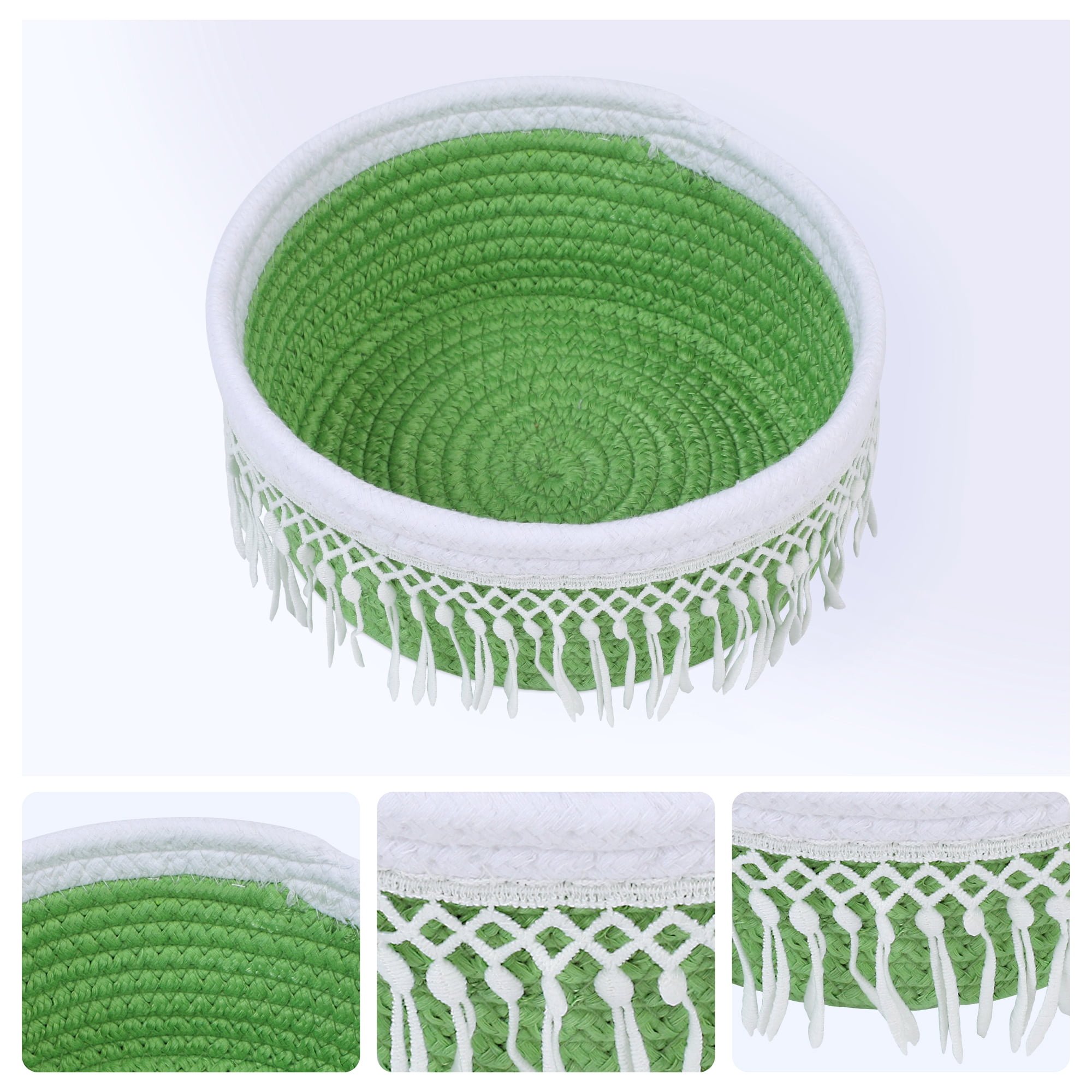 Unique Bargains 1 Pack Woven Storage Basket for Entryway Desk Green 8.1*3.7in