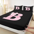 thumbnail image 3 of Manfei Personalized Initial B Bed Sheets 4 Pieces for Girls, Pink Bow Tie King Sheets, Watercolor Monogrammed Sheet Set, Breathable Room Decor, 3 of 6