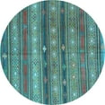 thumbnail image 1 of Ahgly Company Indoor Round Southwestern Light Blue Country Area Rugs, 3' Round, 1 of 4