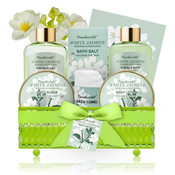 Juego de 9 cestas de regalo de baño PEARLWORLD White Jasmine