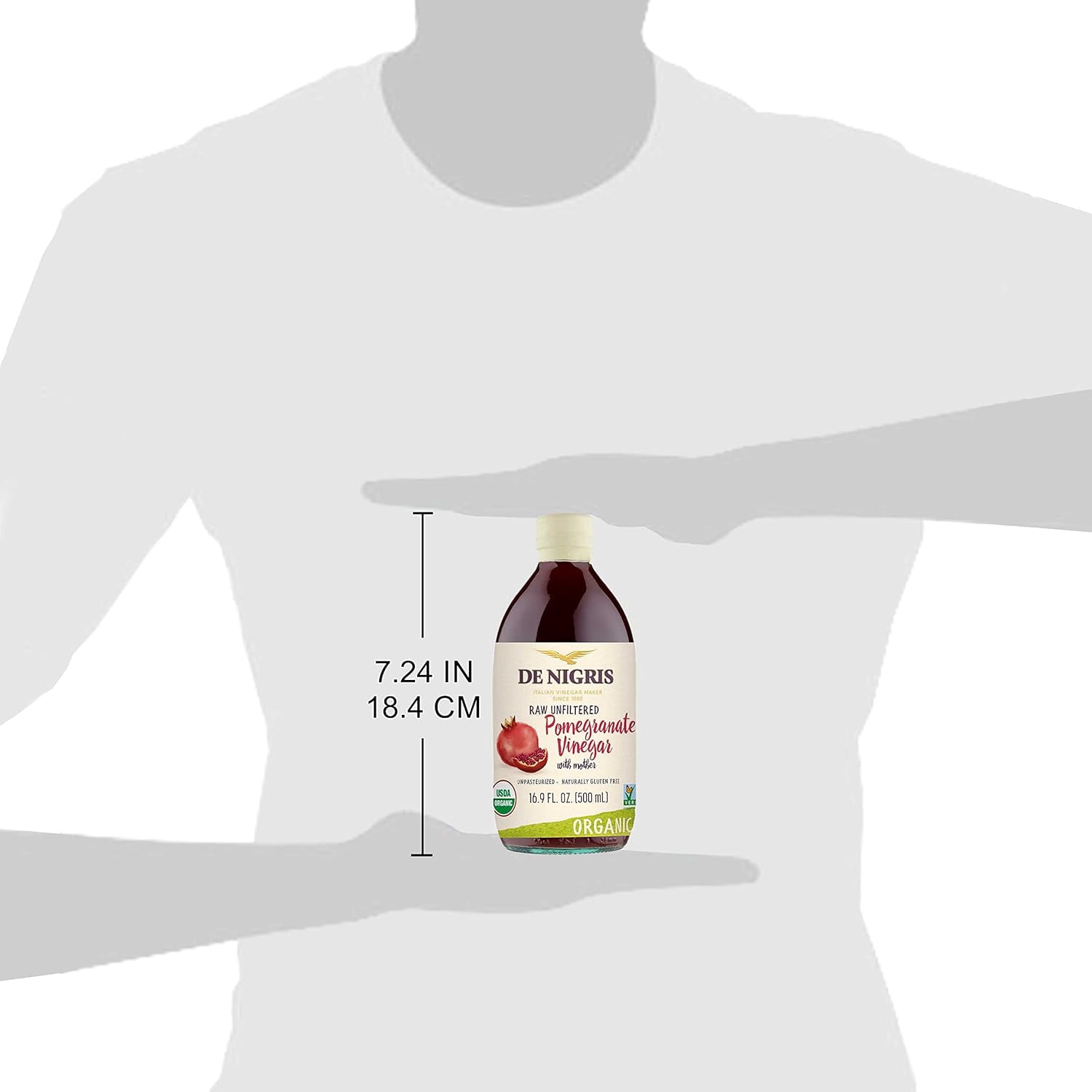 De Nigris pomegranate vinegar raw, 16.9 fl oz (500ml) Pack of 2