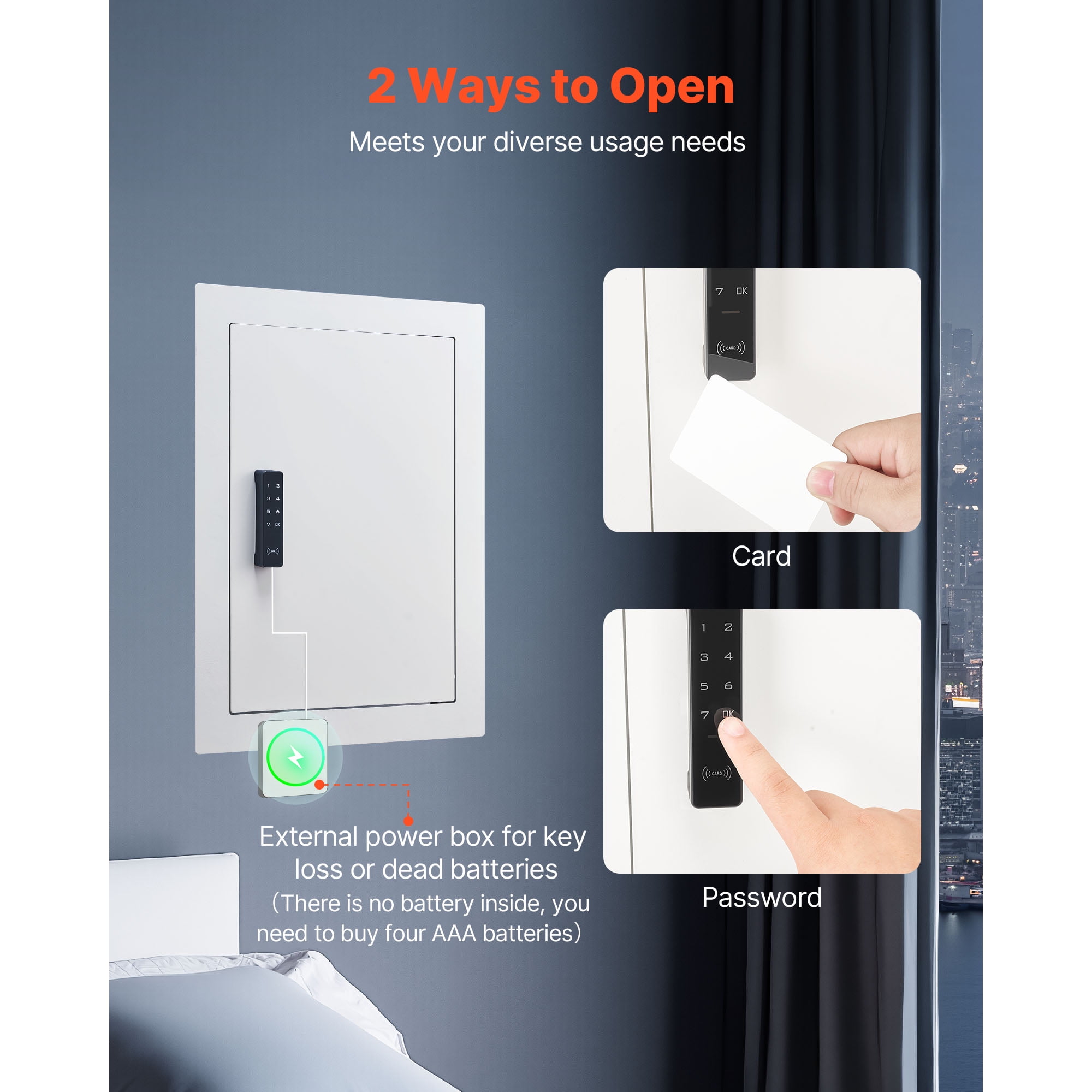 KFFKFF 0.83 sq.ft Wall Safe, 3-Tier Hidden Safe with Password, Key & Turning Knob, Q235 Cold-Rolled Steel In-Wall Storage with Adjustable Shelves & Mounting Holes for Valuables, White