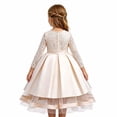 thumbnail image 5 of JAJAHO Flower Girl Dress Kids Girls Princess Birthday Dress Lace Long Sleeve Pleated Midi Party Wedding Formal Ball Gown 4-14Y, 5 of 7