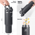 thumbnail image 2 of GEDUX 40oz Insulated Water Bottle with Straw, Stainless Steel Water Bottle with 2-in-1 Leakproof Lid (Straw & Auto Spout), Keeps Cold 24H Hot 12H, Leak Proof Water Bottle for Sports Travel, 2 of 7