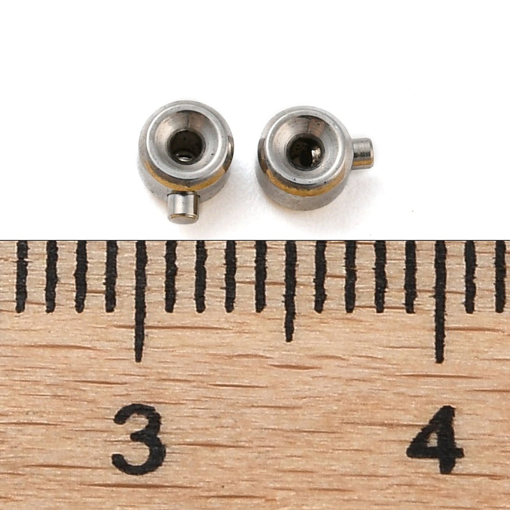 200 pc 303 Stainless Steel Crimp Beads Column Stainless Steel Color 4x3x2.4mm Hole: 0.7mmDIY