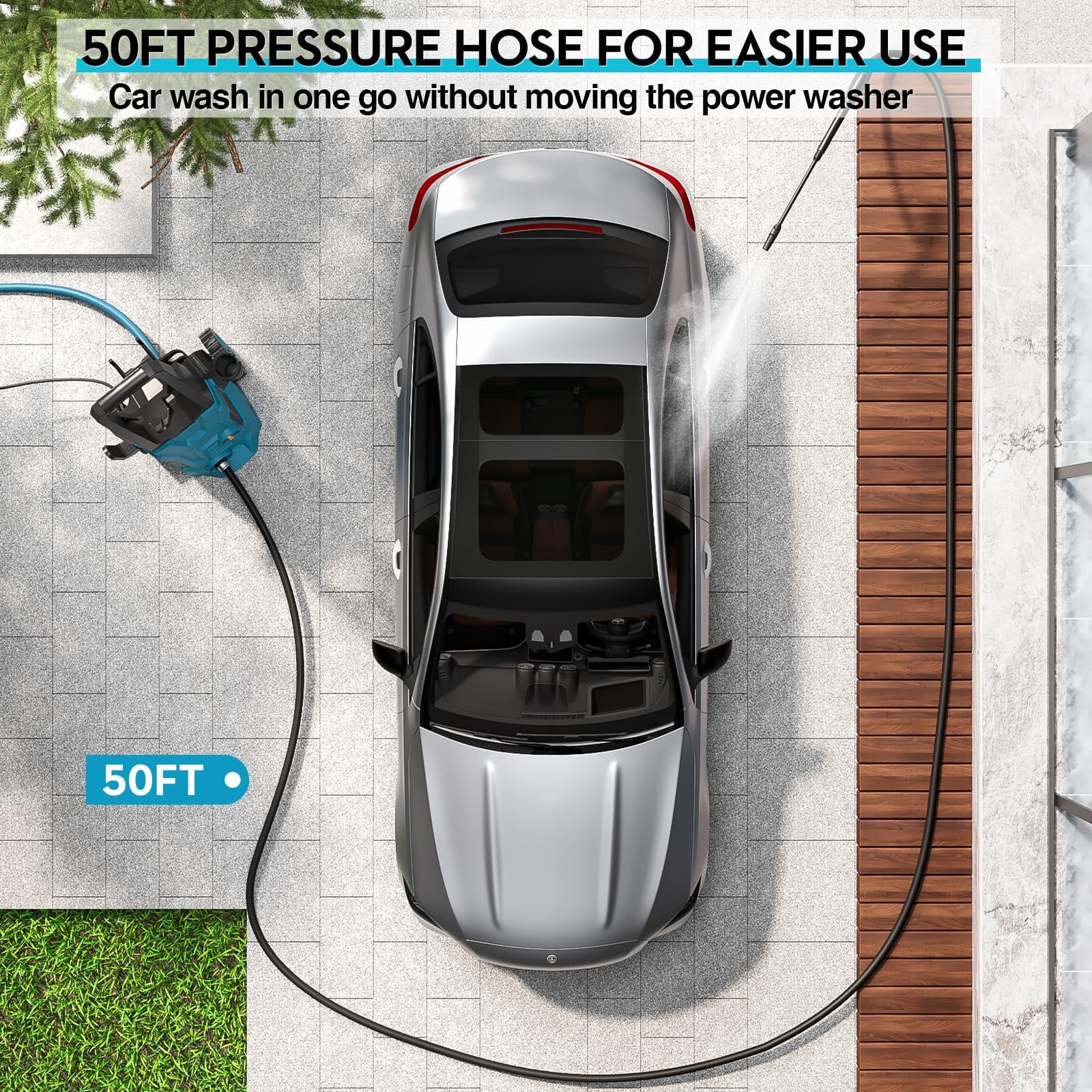 Gardguard Electric Pressure Washer 3800 Psi Power Washers Electric 1.76 GPM with 50FT Hose for Cleaning Cars, Driveways, Patios