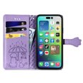 thumbnail image 3 of for iPhone 14 Pro Case, Premium PU Leather Wallet Case [Cat & Dog & Flowers Embossed] Card Slots Kickstand Magnetic Closure Flip Case Cover for iPhone 14 Pro 6.1 inch,Purple, 3 of 4