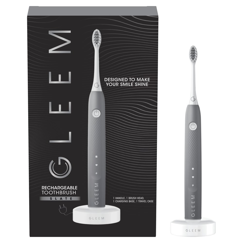 GLEEM Electric Toothbrush, Rechargeable, Soft Bristles, Slate Grey