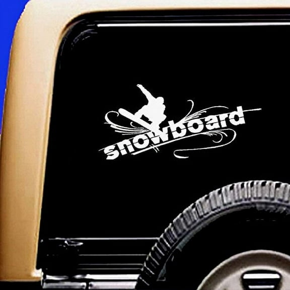 Snowboard ~ Wall or Window Decal (White 8"x 20")