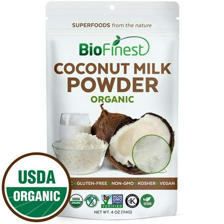 Biofinest Coconut Milk Powder -100% Pure Antioxidants Superfood - USDA Certified Organic Kosher Vegan Raw Non-GMO - Boost Digestion Detox Weight Loss - For Smoothie Beverage (4 oz Resealable