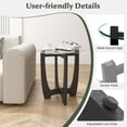 thumbnail image 5 of T 48" Oval Glass Coffee Table with Tempered Glass Top Cross and Solid Wood Base Simple & Modern Center Table for Living Room Office Apartment Black, 5 of 10