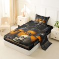 thumbnail image 2 of Feelyou Halloween Skull Bottle Twin Sheets, Vintage Spooky Skull Bedding, 3pcs, 1 Flat Sheet, 1 Fitted Sheet and 1 Pillowcase, 2 of 5