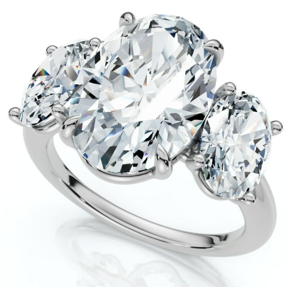 Pompeii Certified 6Ct Three Stone Oval Diamond Anniversary Engagement Ring Lab Grown 14k