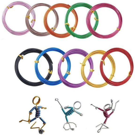 10 Colors 160 Feet Aluminum Wire 9 12 15 18 20 Gauge Bendable Metal Craft Wire 2mm Flexible Sculpting Beading Wire for DIY Wrapped Jewelry Manual Arts Making Rainbow Projects colorful DIY