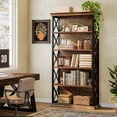 thumbnail image 5 of Finmind 71-inch Tall Bookshelf, 6-Tier Industrial Bookshelves and Bookcases, Freestanding Display Shelves for Living Room, Bedroom, Brown & Black, 5 of 7