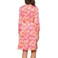 thumbnail image 3 of Vestido Floral de Mujer Inspire Chic con Cuello Mock, Manga Larga, Cintura con Lazo, Largo hasta la Rodilla, Estilo Boho, Talla XS, Floral Rosa, 3 of 6