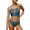 Blue Gray, variant on Attraco Women Bikini Bathing Suits Sexy Keyhole Cutout High Neck Two Piece Swimsuits