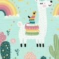 thumbnail image 6 of Patifu Llama Rainbow Cactus Waterproof Round Tablecloth, Stain-Resistant Fabric Ideal for Indoor and Outdoor Events - Multiple Sizes Available 42"-46, 6 of 8