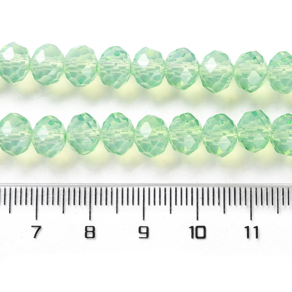 20Strand Baking Painted Transparent Glass Beads Strands Imitation Opalite Faceted Round Light Green 8x6mm Hole: 1.6mm 65pcs/strand 15.94''(40.5cm)