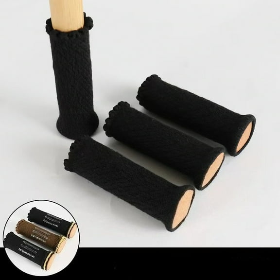 16 PCs Furniture Leg Socks - High Elastic Knitted Chair Leg Floor Protectors, Black Thickening Chair Leg Covers Set, Move Easily and Reduce Noise