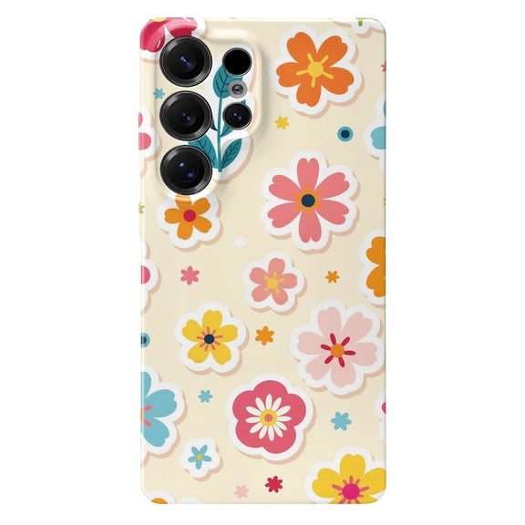 SKLYDDI Cute Aesthetic Floral Case for Galaxy S25 Ultra, Pink & Yellow Flower Design - 125