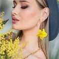 thumbnail image 4 of Rose Petal earrings for women Elegant Boho Handmade Petal Hoop Earrings Lightweight Large Statement Acrylic Floral Dangle Earrings Jewelry Gifts, 4 of 12