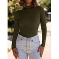 thumbnail image 5 of PRETTYGARDEN Women's Turtleneck Long Sleeve Shirts Fall Basic Thermal Underwear Tops Ribbed Fitted Layering Knit Top, 5 of 10