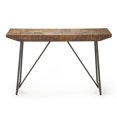 thumbnail image 1 of Walden Brown Wood Parquet Top with Dark Gray Iron Base Sofa Table, 1 of 5