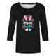 thumbnail image 4 of Mujeres 3/4 Manga Tops Impresión Casual Cuello Redondo Camiseta Top Blusa, Poliéster Toda la Temporada, 4 of 4