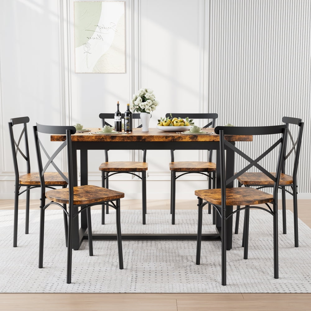 Gzxs 7 Pieces Dining Table & Chairs Set for 4-6, 52