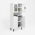 thumbnail image 2 of 63 Inch Tall Storage Cabinet with 2 Glass Display Door and 2 Wood Door, Modern Cabinet with Storage Shelves for Dining Room, Living Room, Bathroom, Office, White, 2 of 7