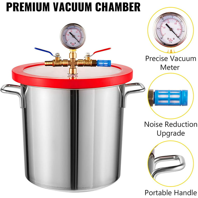 VEVOR Vacuum Pump Chamber Kit 3 CFM Vacuum with Degassing Chamber 3 Gal.  Single Stage Stainless Steel for Home AC Auto Repair QCKTZKB3JLBXGT3CFV1 -  The Home Depot